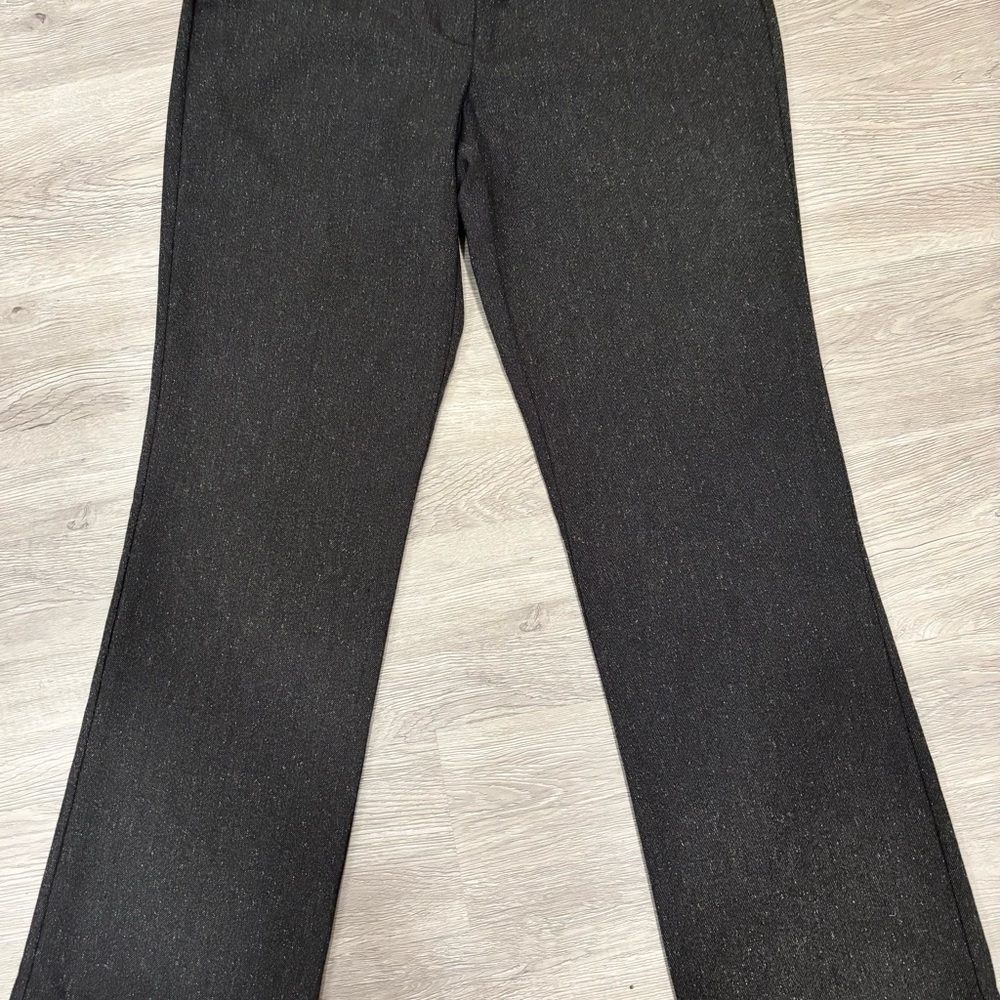 Black/Dark Grey Wool-like Straight-Leg Pants
